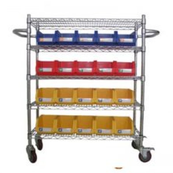 Wire Shelving Trolley With Storage Bins