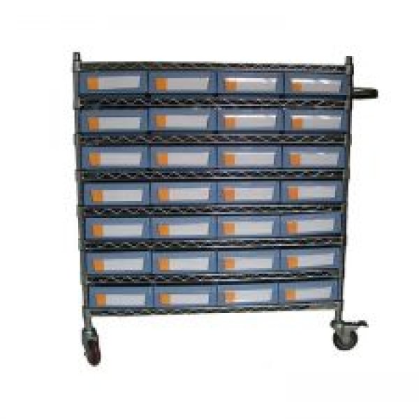 Wire Shelving Trolley With Shelf Bins